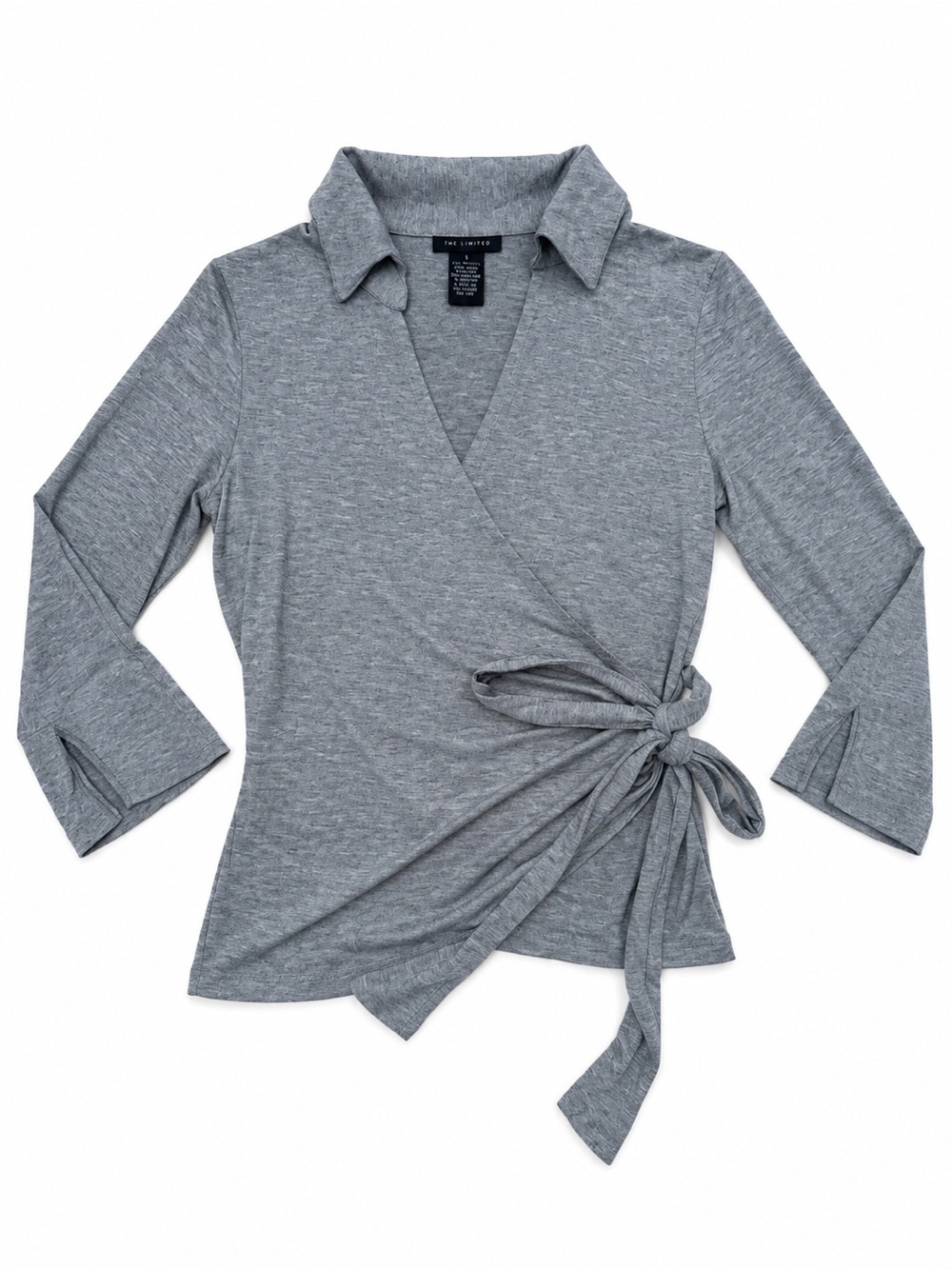 The Limited Gray Lyocell Wrap Tie Blouse Size M